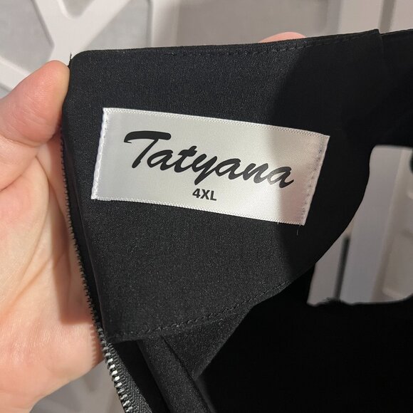 Rockabilly Pin Up Black Tatyana Pencil Wiggle Dress 4X NWOT - Picture 4 of 5